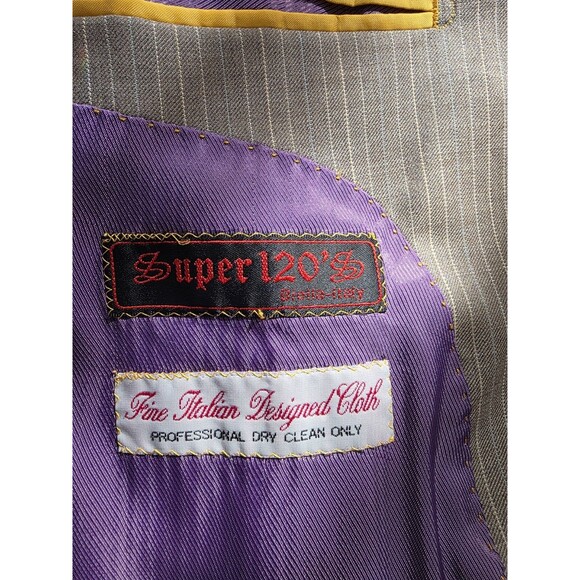 Earvin Magic Johnson 42R 36 Gray Striped Mens Jacket Pants Suit - Picture 4 of 16